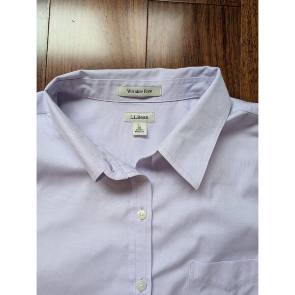 L.L.Bean Women Purple Button Up Shirt Size L 100% cotton - Picture 7 of 11
